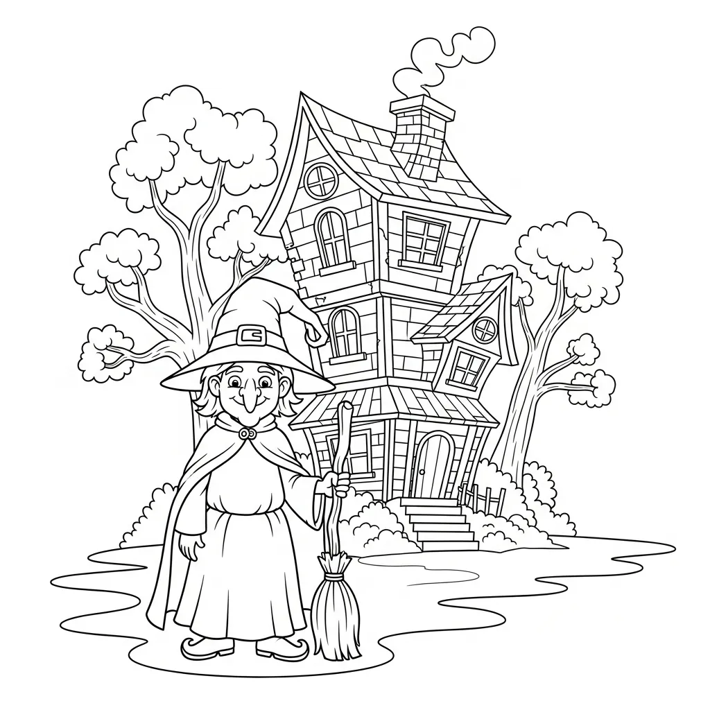 Bruja 9 para colorear para primaria