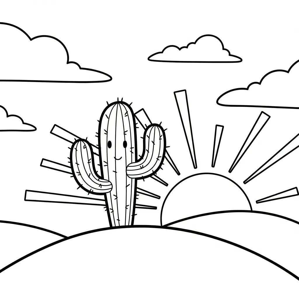 Cactus 12 para colorear para imprimir para niño de 3 años