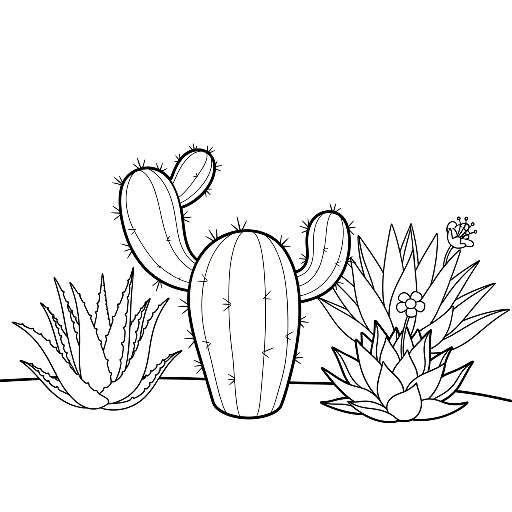 Cactus 13 para colorear para imprimir para niño de 6 años