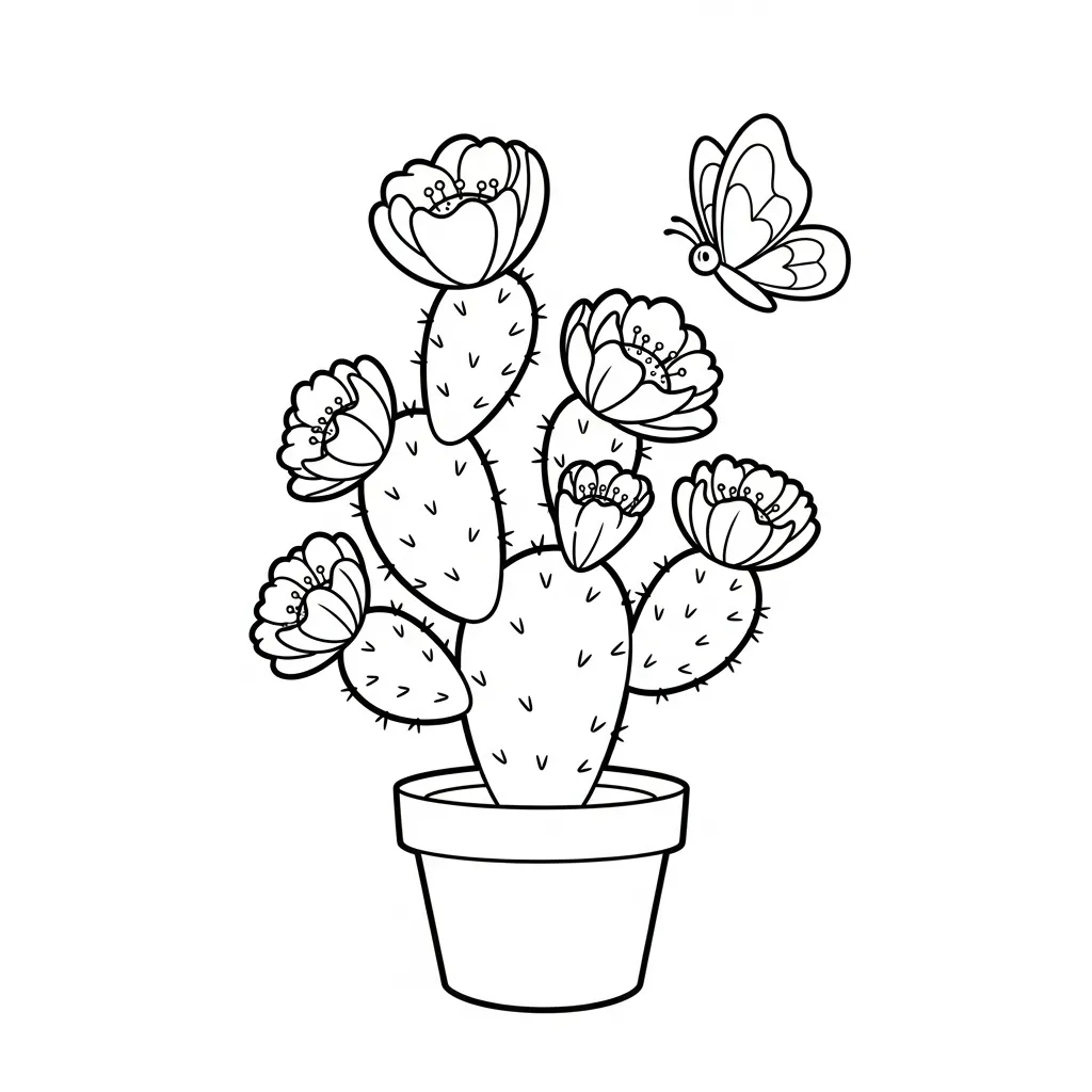 Cactus 14 para colorear educativo para niño