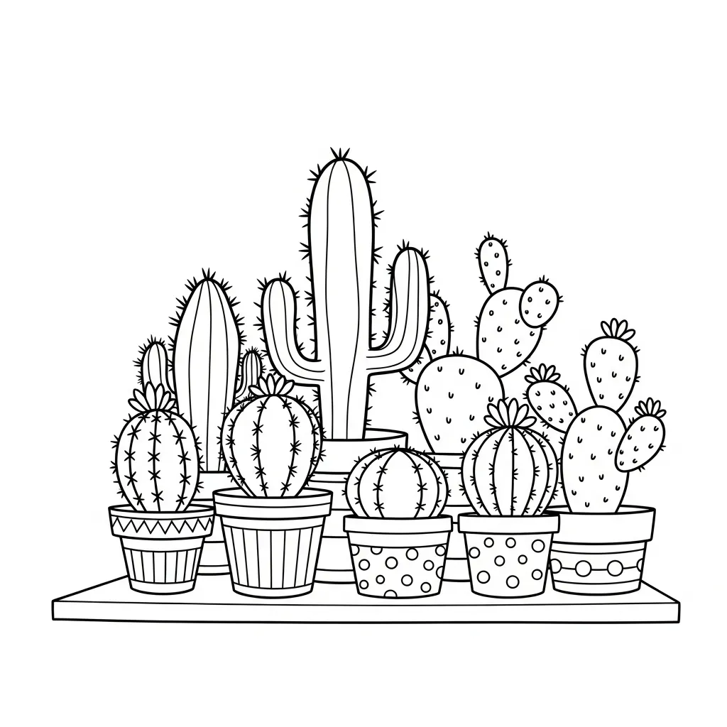 Cactus 15 para colorear gratis para imprimir