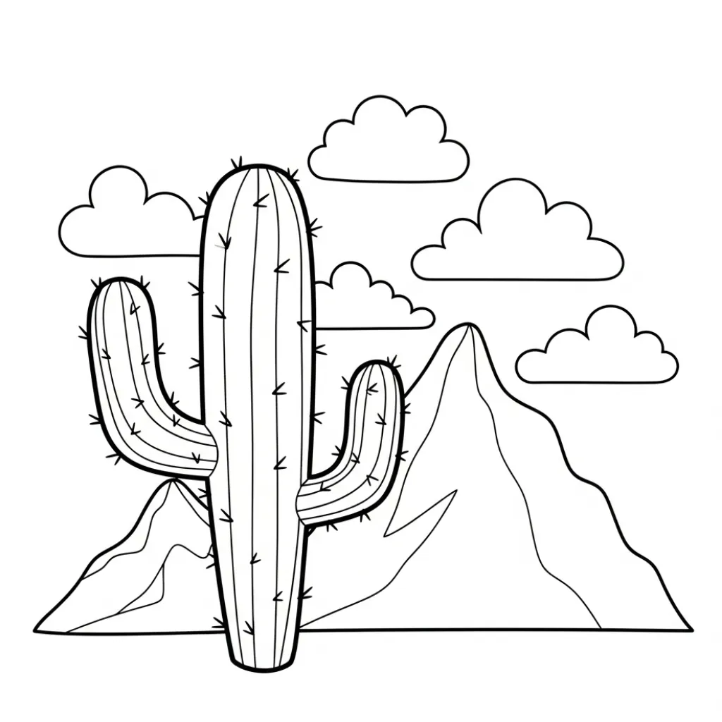 Cactus 17 para colorear para niño gratis