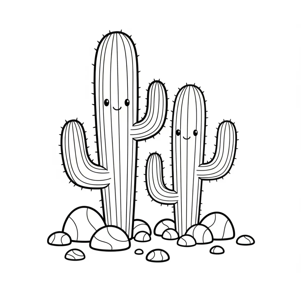 Cactus 4 para colorear y dibujos
