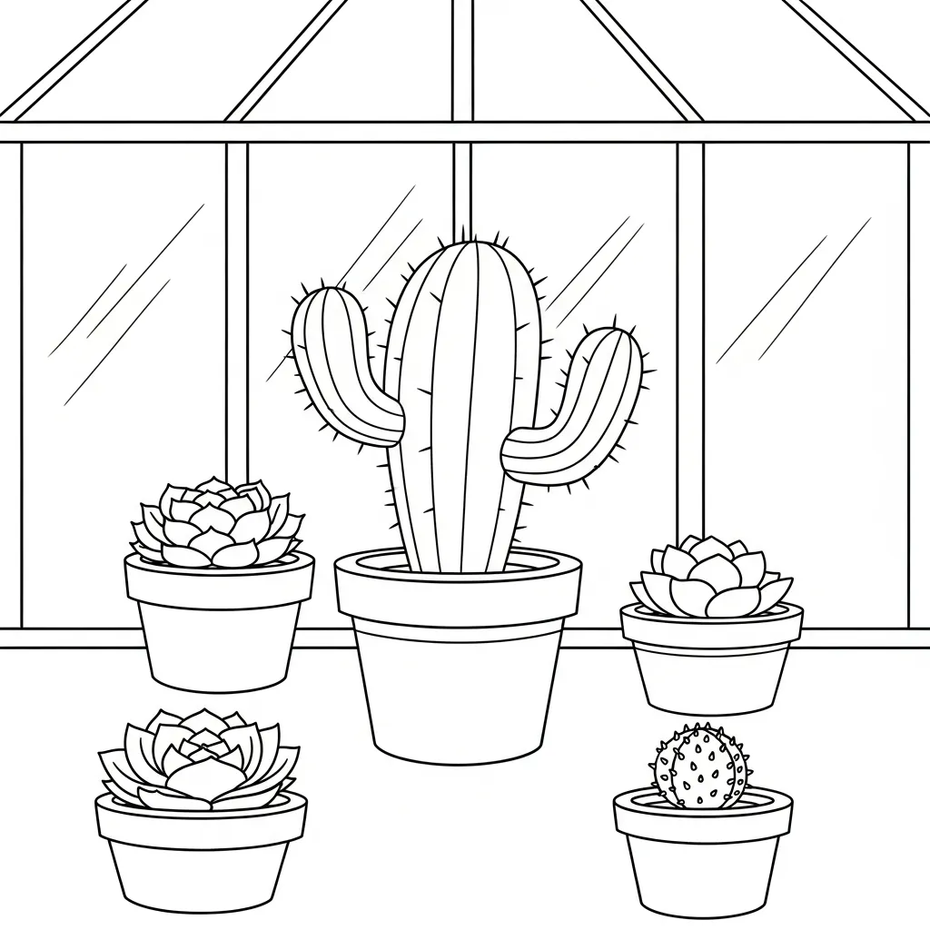 Cactus 8 para colorear para imprimir para niño de 2 años