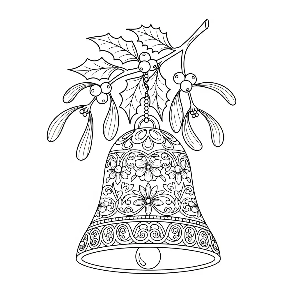 imprimir Campana Navideña para colorear gratis