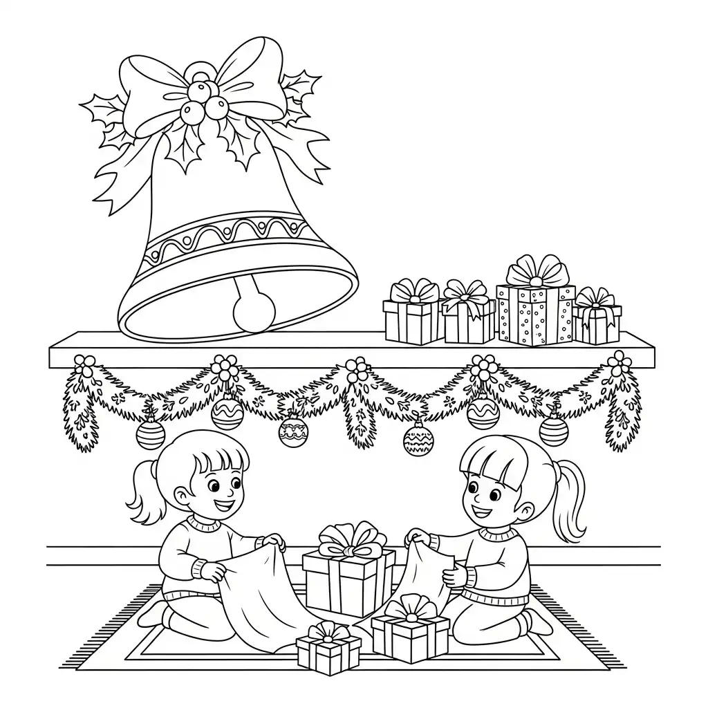 Campana Navideña para colorear para imprimir para niño de 8 años