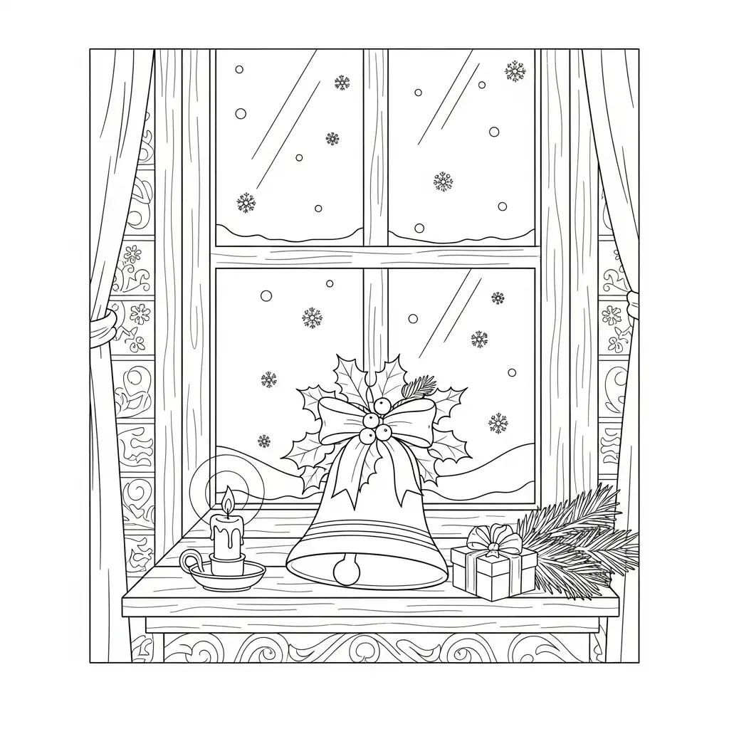 Campana Navideña para colorear para imprimir pdf gratis