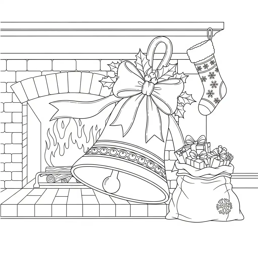 descargar Campana Navideña para colorear gratis 2