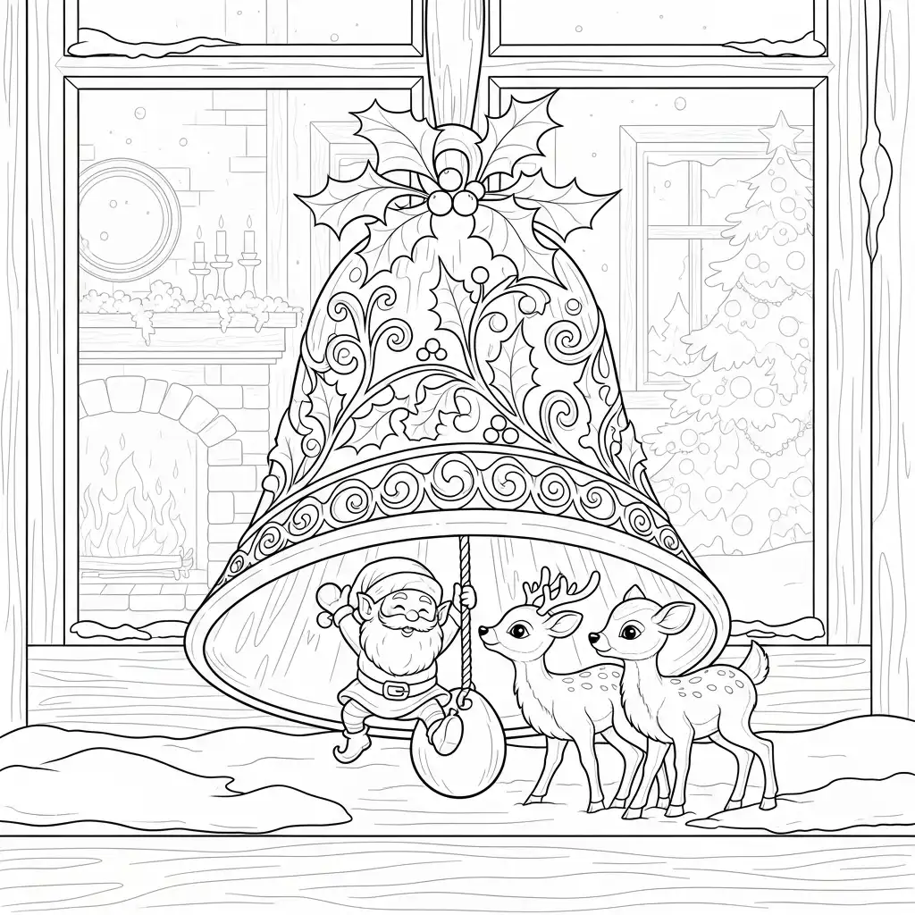 Campana Navideña para colorear y aprendizaje 1