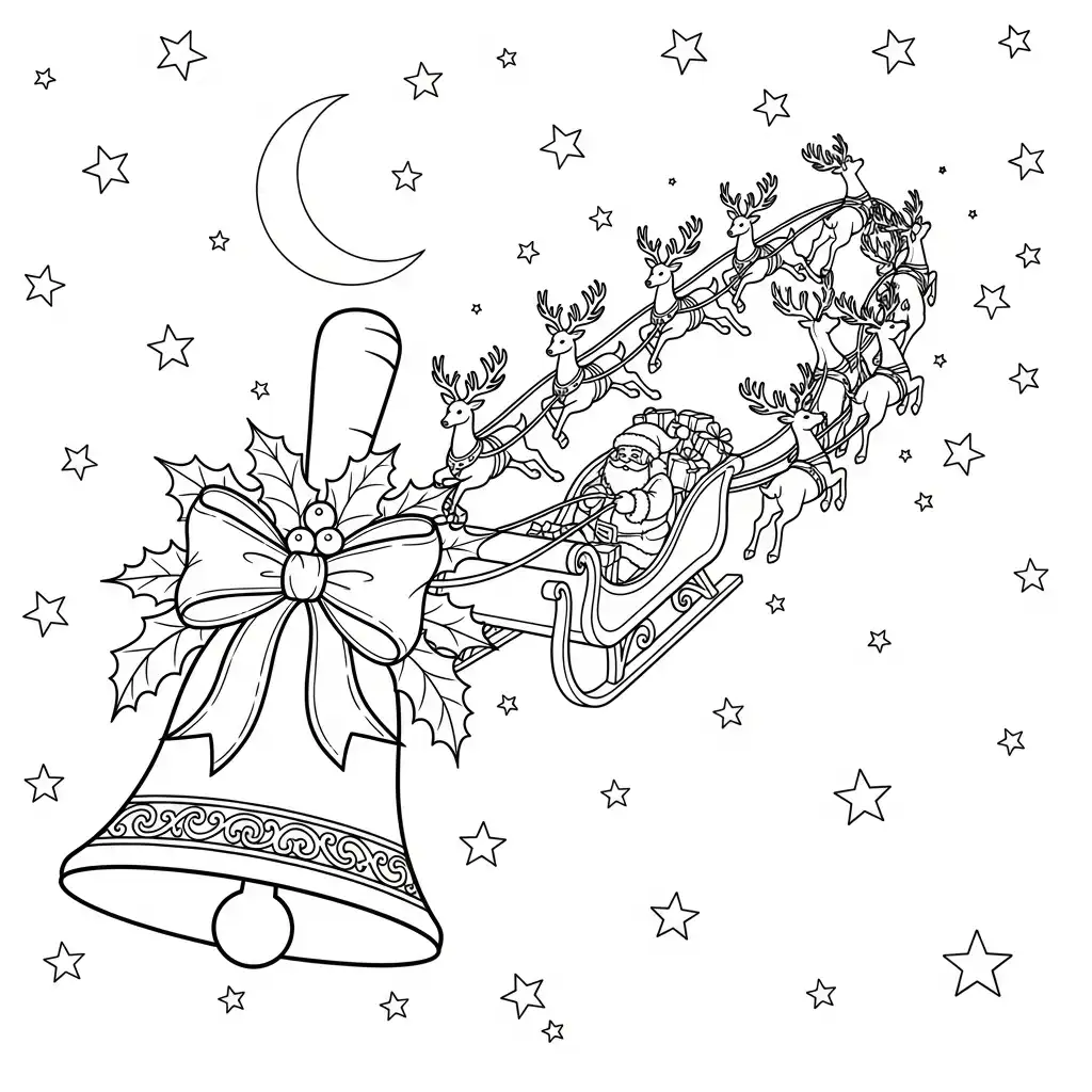 Campana Navideña para colorear para imprimir para niño de 4 años