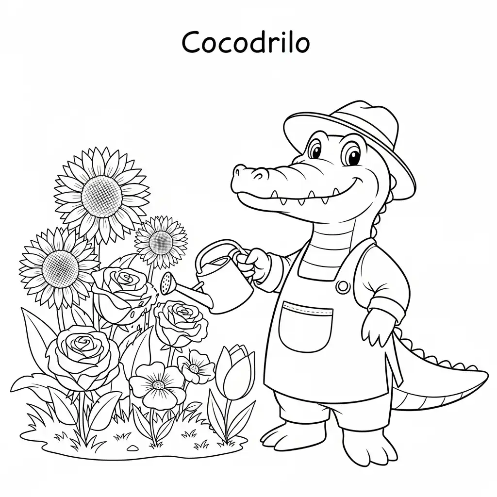 Cocodrilo para colorear para imprimir para niño de 2 años