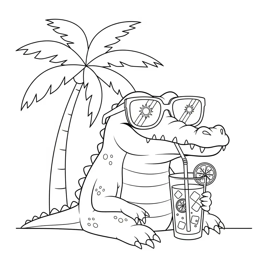 Cocodrilo para colorear para niño de 6 años