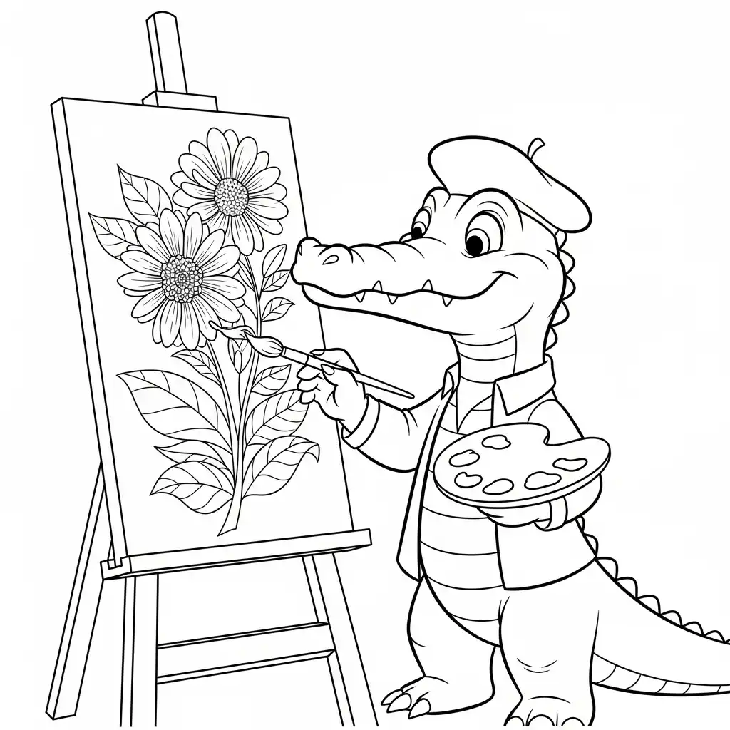 Cocodrilo para colorear para niños para descargar