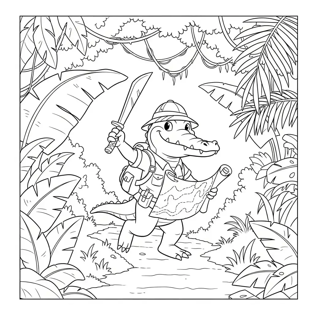 Cocodrilo para colorear para niño de 5 años