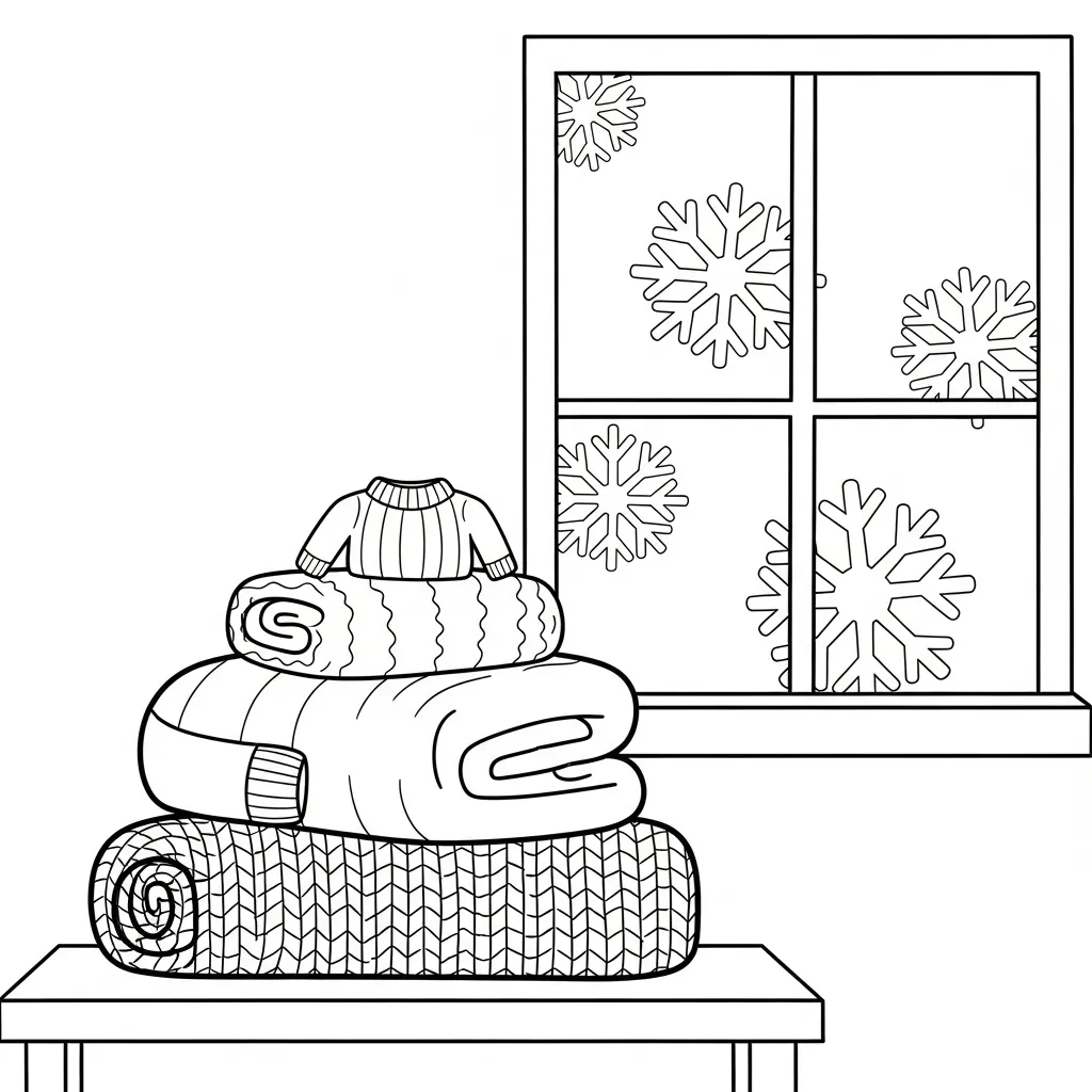 Comfy Christmas 7 para colorear y recortar