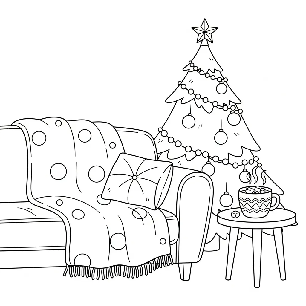 Comfy Christmas 9 para colorear gratis para imprimir