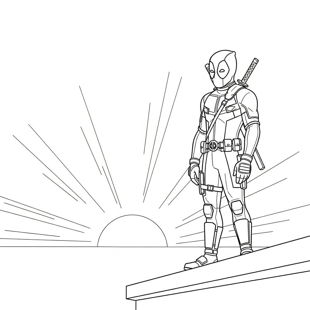 Deadpool 12 para colorear para niño