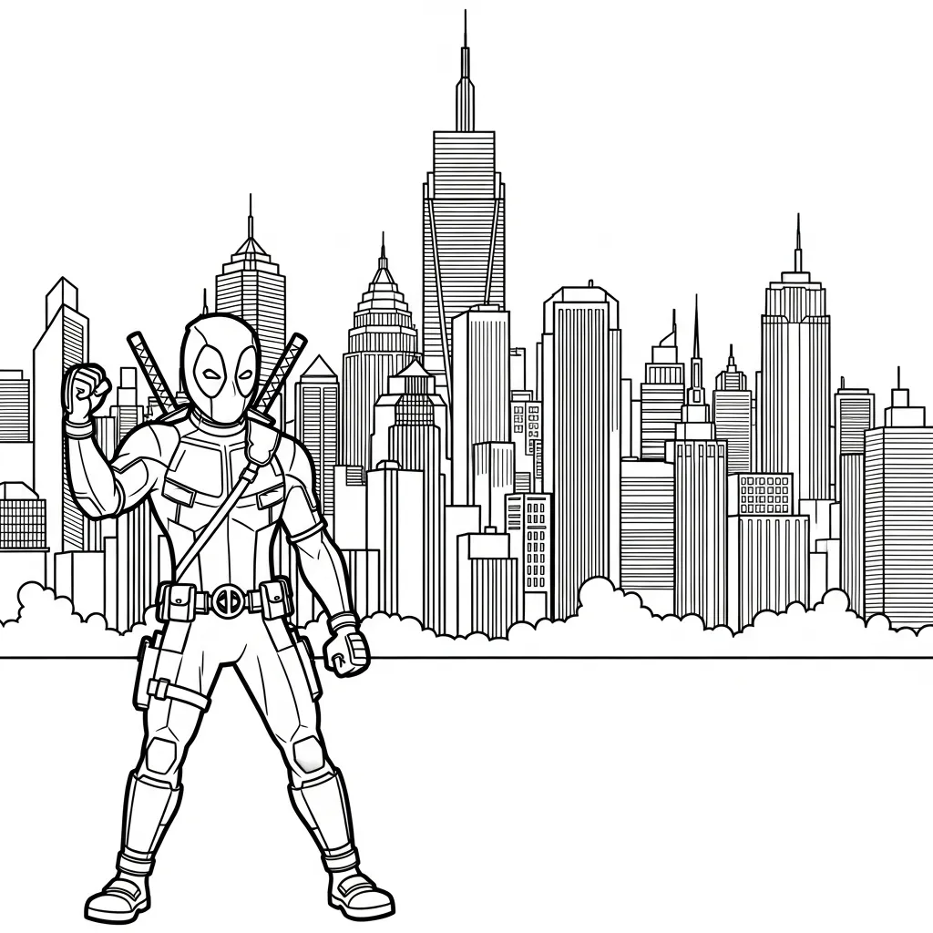 Deadpool 18 para colorear para imprimir gratis pdf