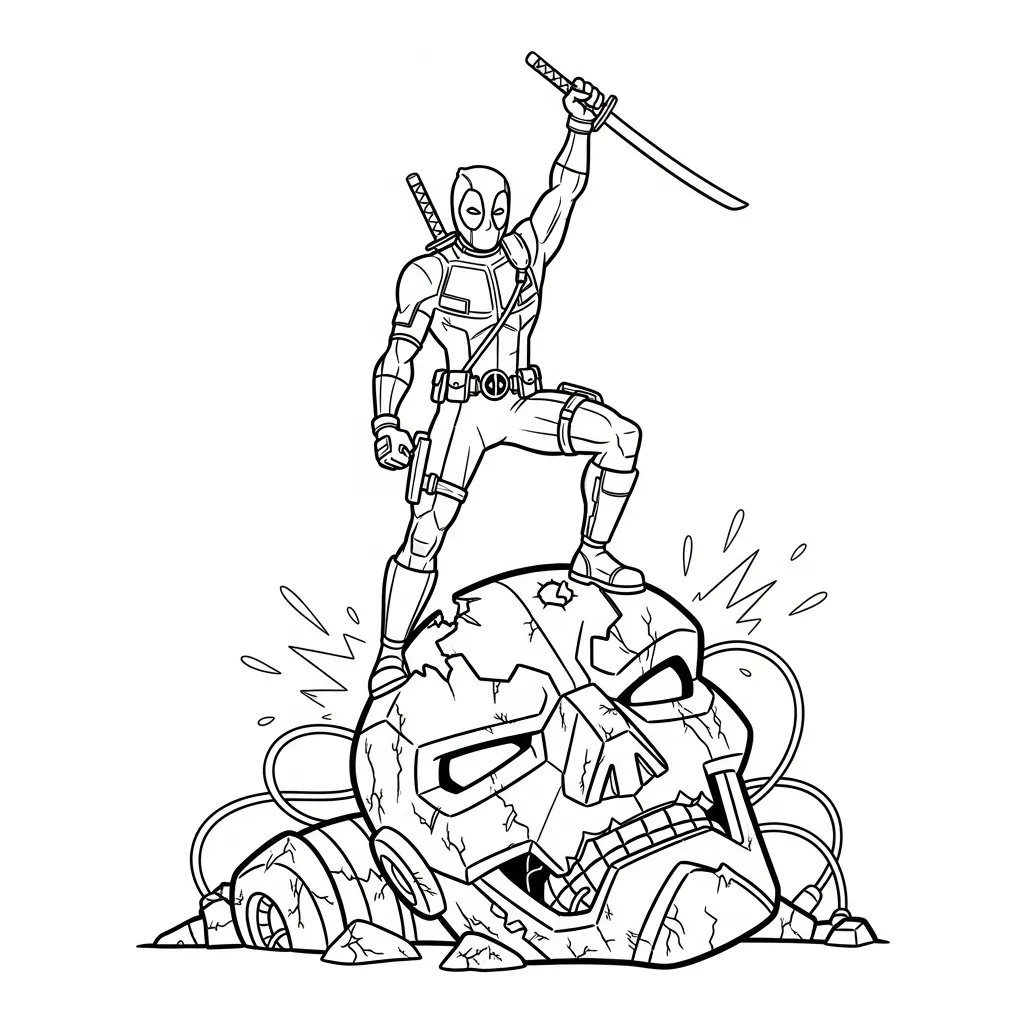 Deadpool 3 para colorear para niños para imprimir