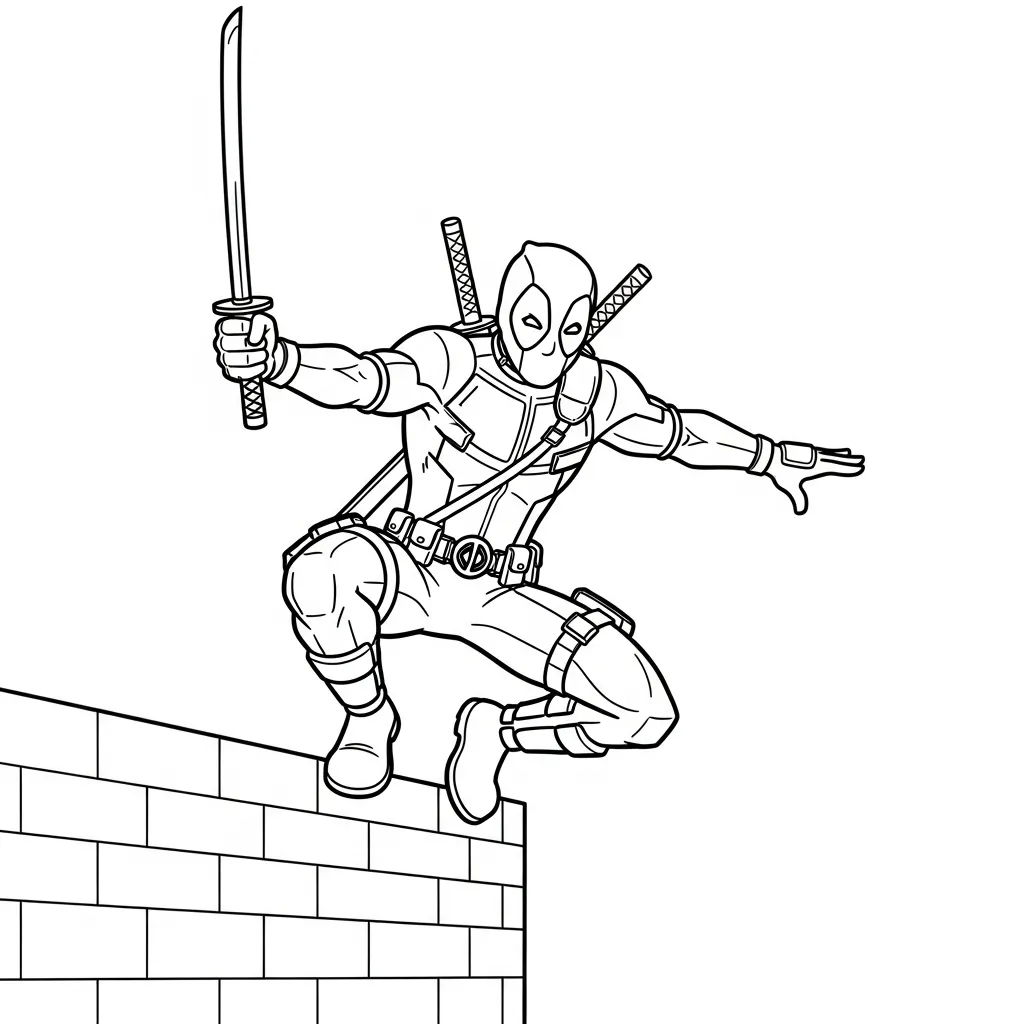 Deadpool 4 para colorear para imprimir para niño de 10 años