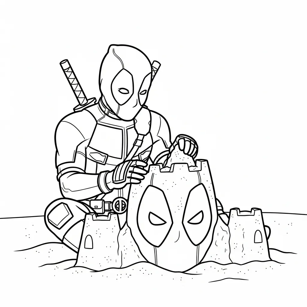 Deadpool 7 para colorear para imprimir para niño de 3 años