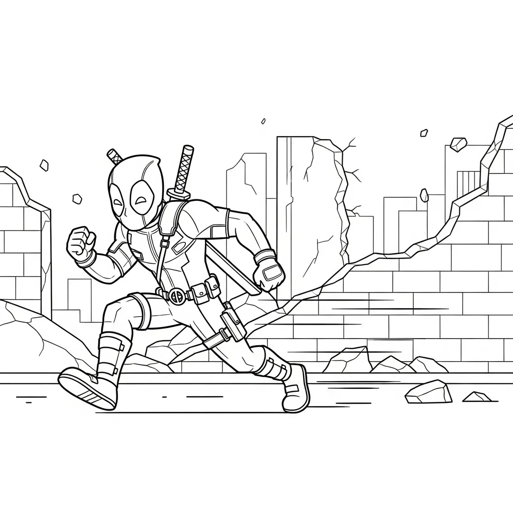 Deadpool 8 para colorear para niño de 3 años