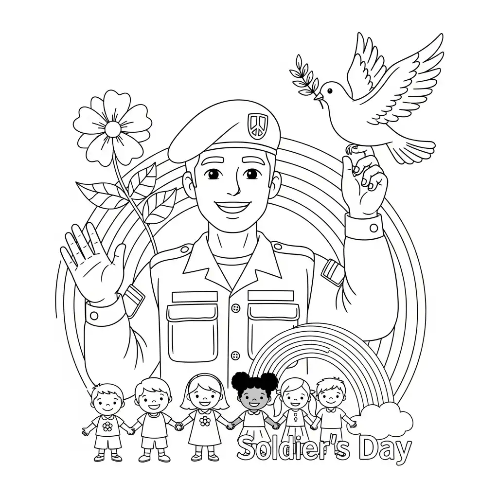 Dia Del Soldado para colorear para niño de 3 años