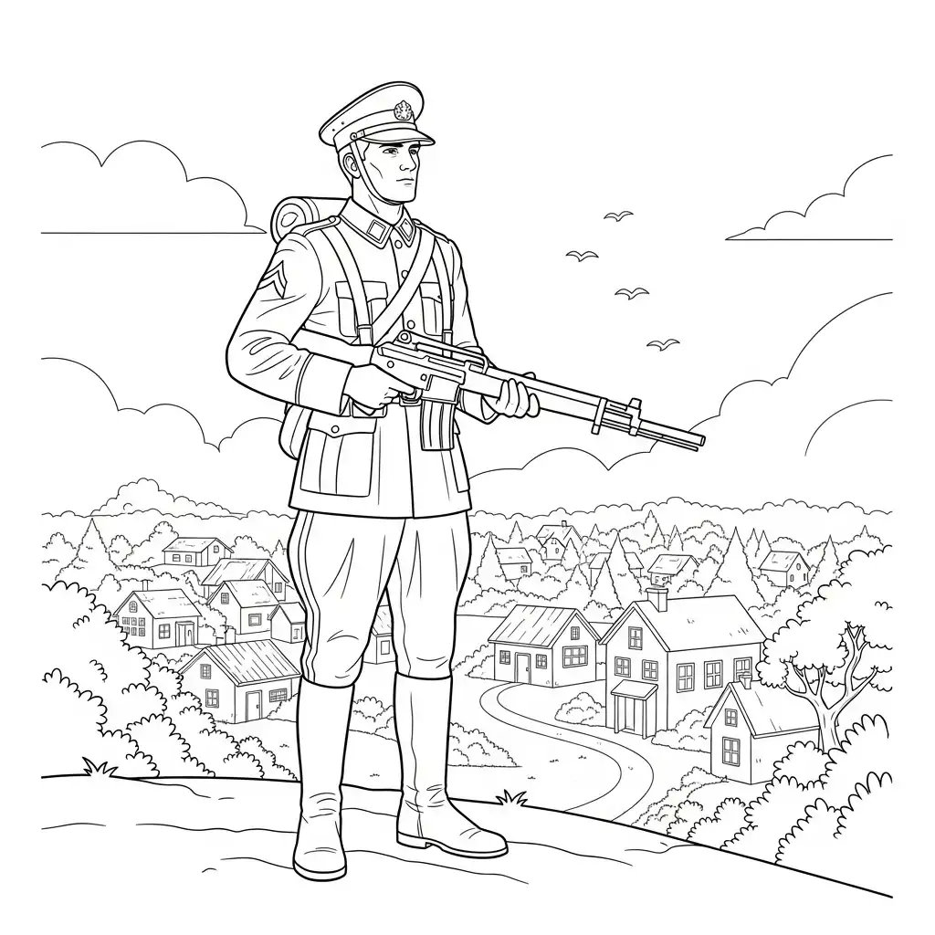 Dia Del Soldado para colorear para imprimir para niño de 4 años