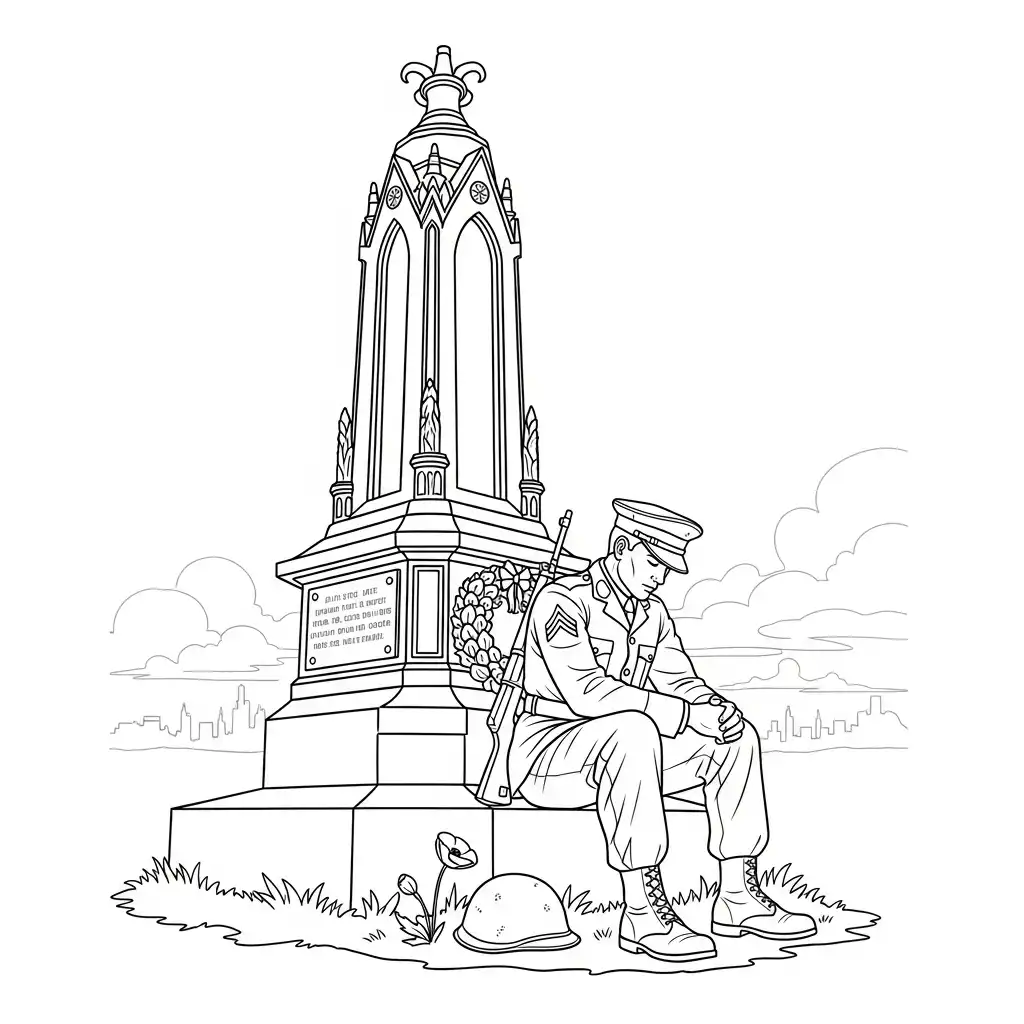 Dia Del Soldado para colorear para niño gratis