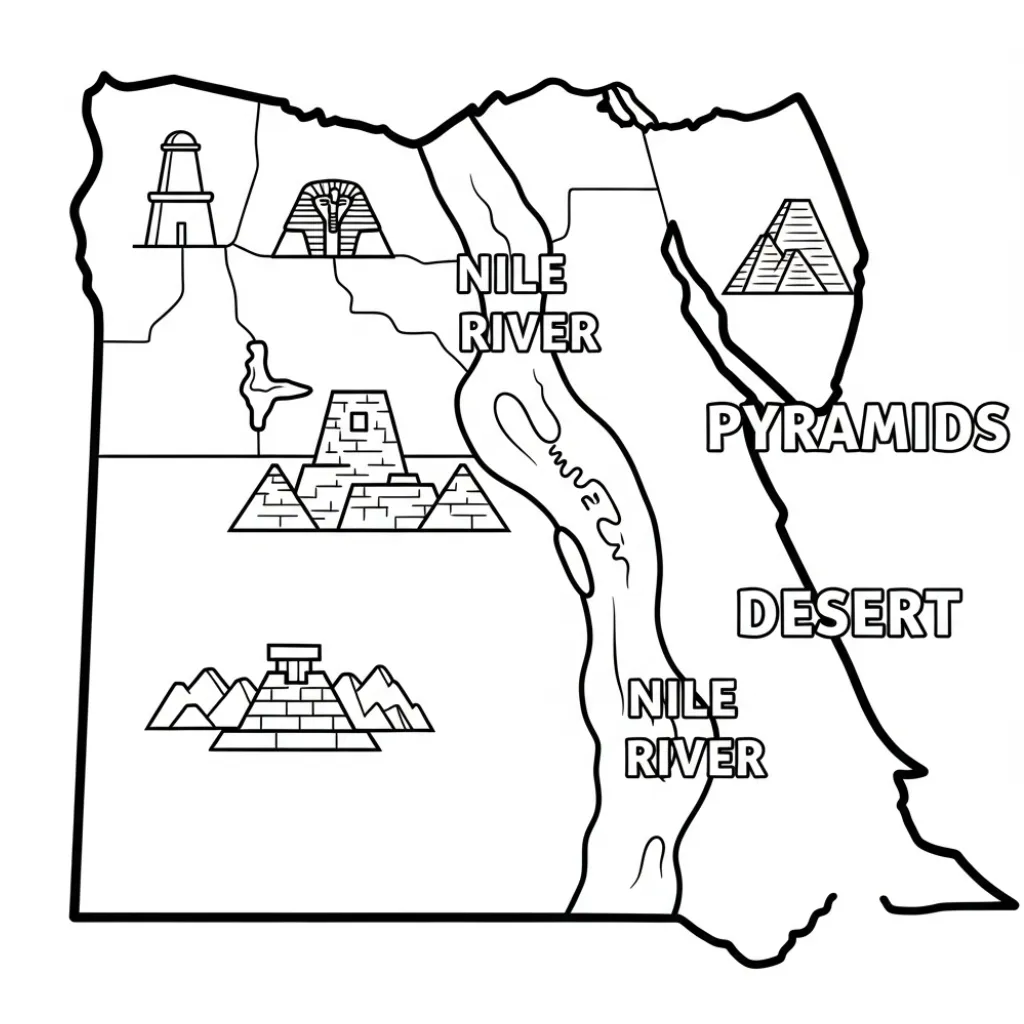 Egipto 15 para colorear para imprimir para niño de 6 años