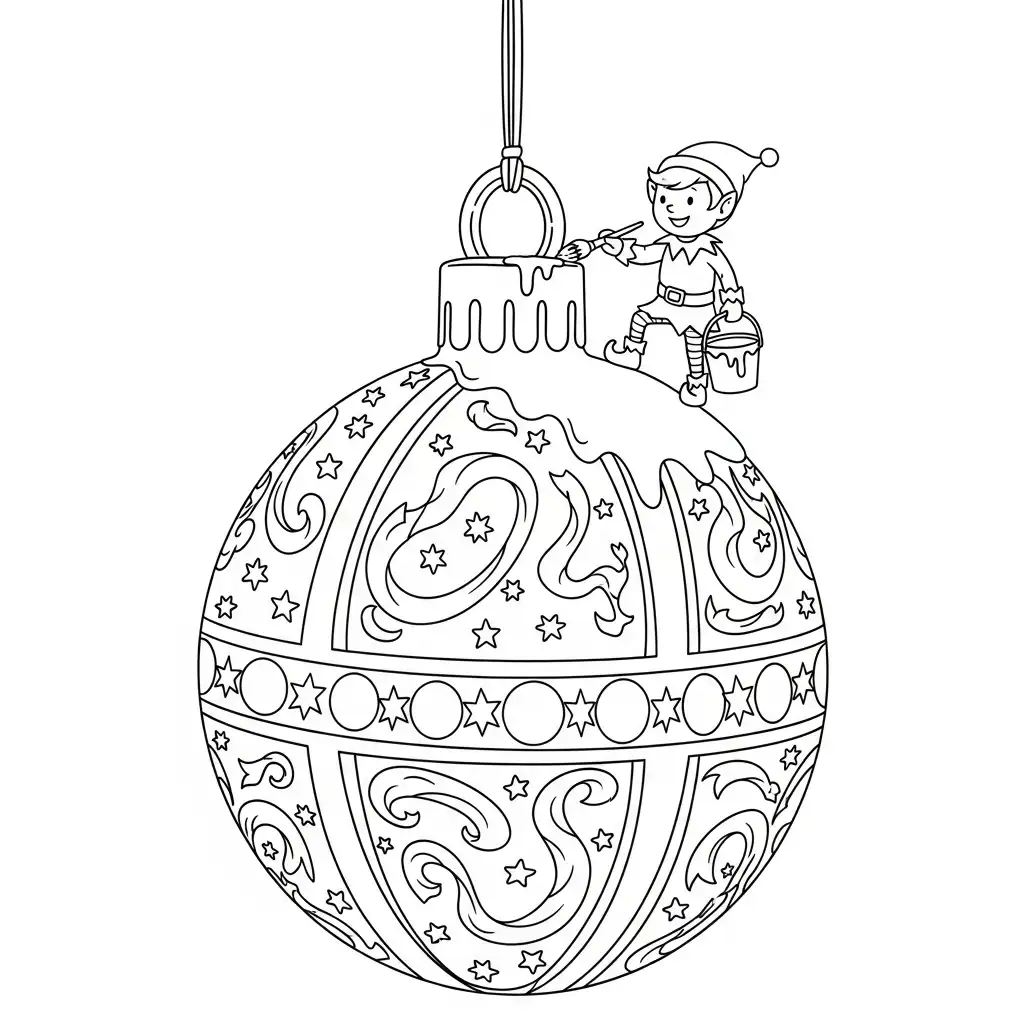 Esfera de Navidad para colorear y recortar para imprimir gratis