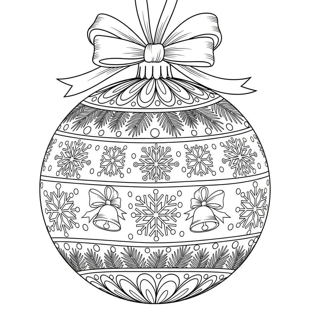 Esfera de Navidad para colorear para imprimir para niño de 10 años