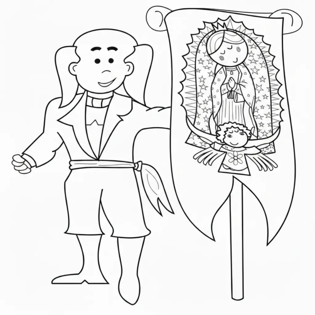 Estandarte De Miguel Hidalgo 1 para colorear para imprimir para niño de 12 años