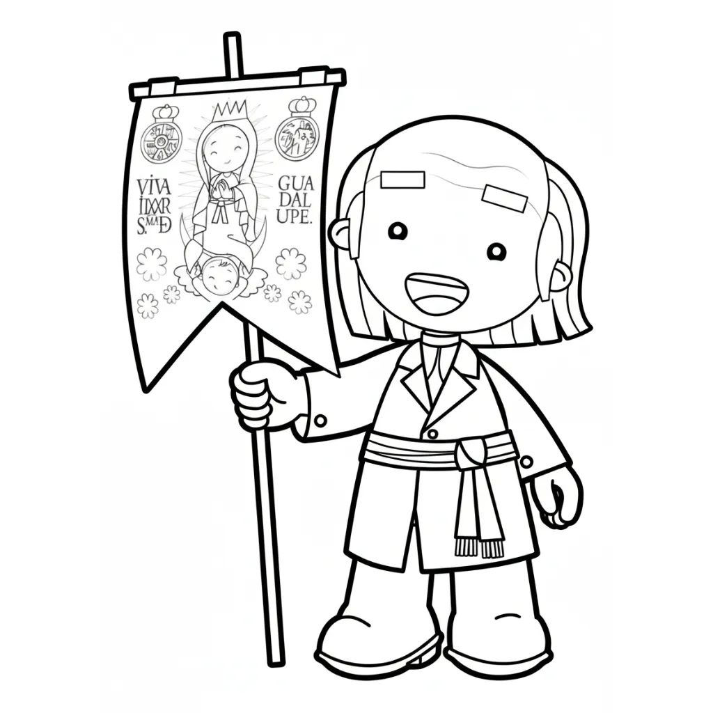 Estandarte De Miguel Hidalgo 11 para colorear para imprimir para niño de 8 años