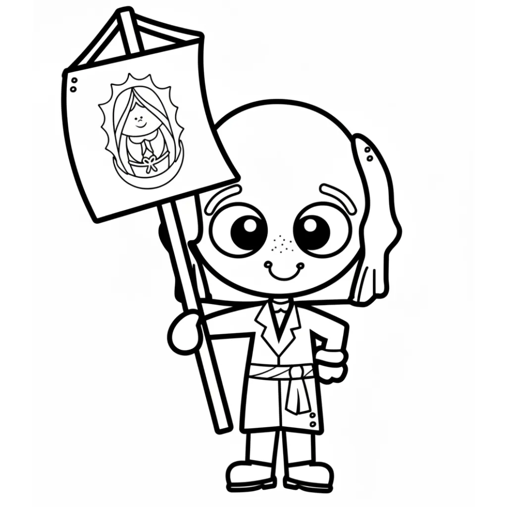 Estandarte De Miguel Hidalgo 14 para colorear para imprimir kawaii