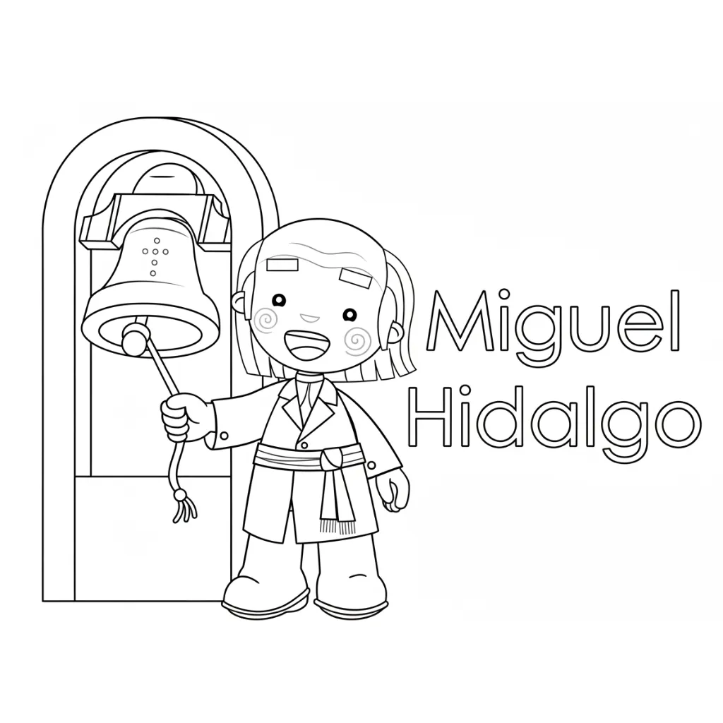Estandarte De Miguel Hidalgo 15 para colorear para niño de 7 años