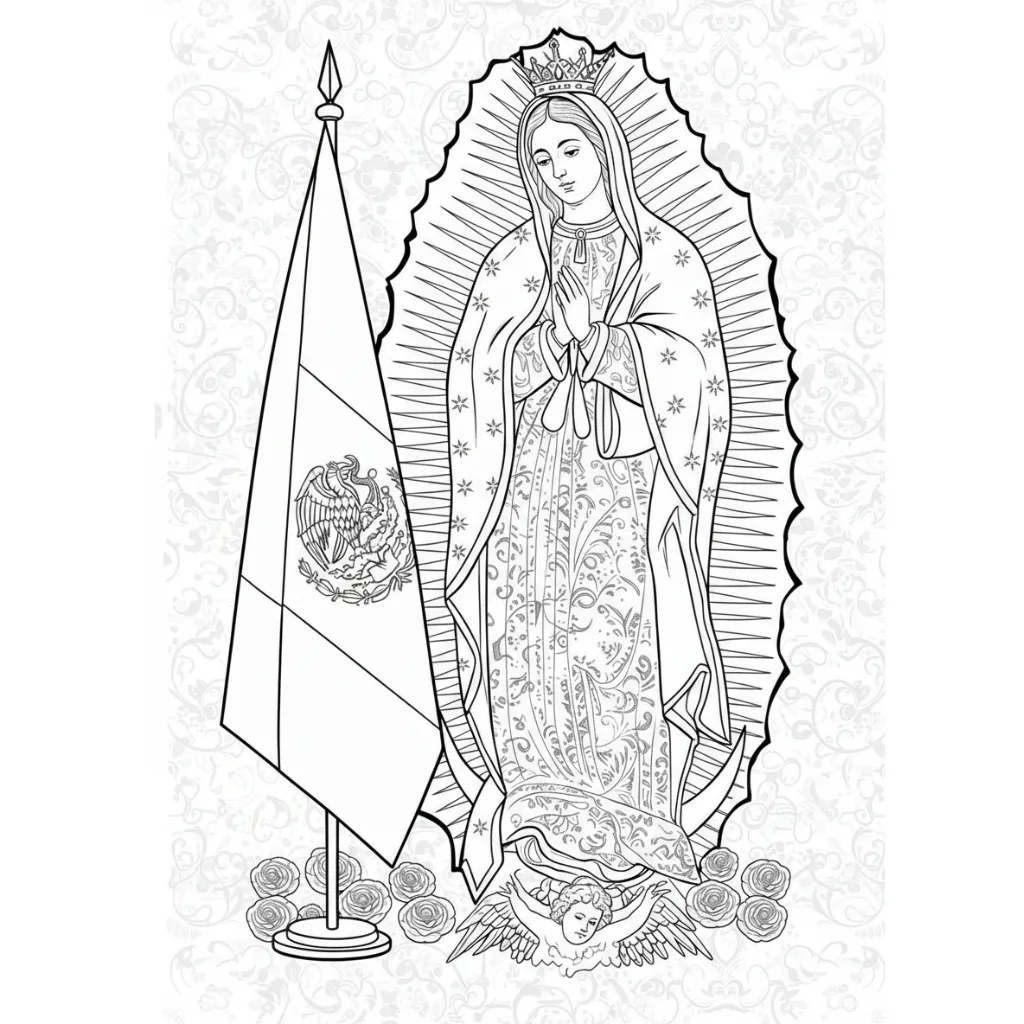 Estandarte De Miguel Hidalgo 16 para colorear en línea para niño