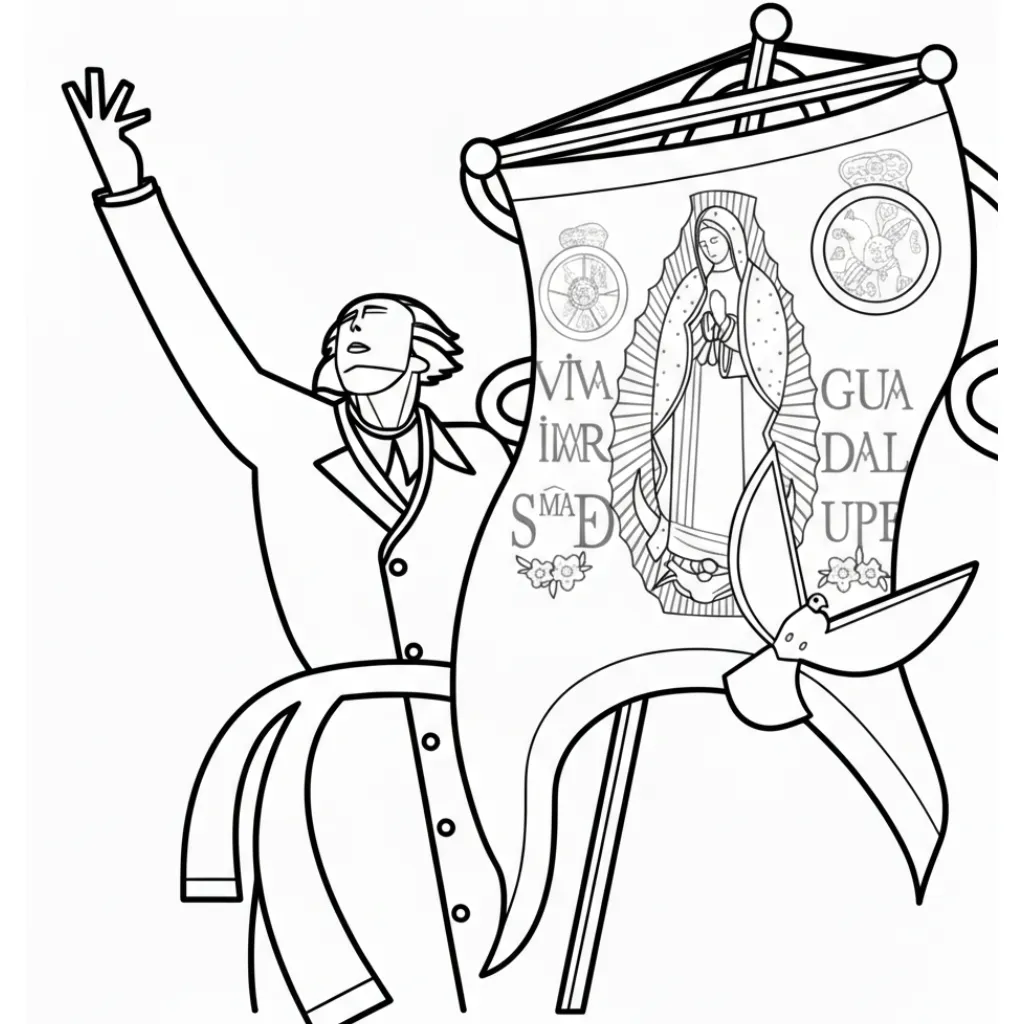 Estandarte De Miguel Hidalgo 8 para colorear para imprimir pdf gratis