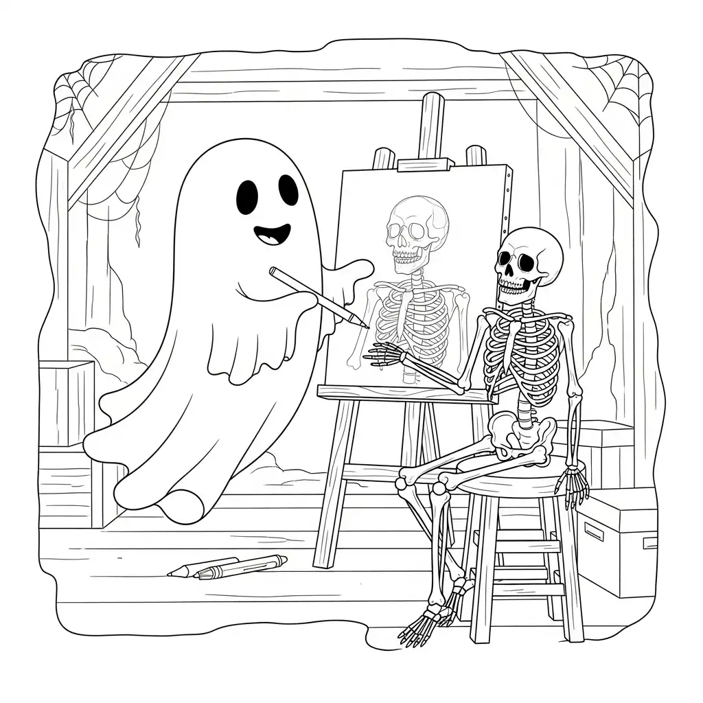 Fantasma para colorear y recortar para imprimir gratis