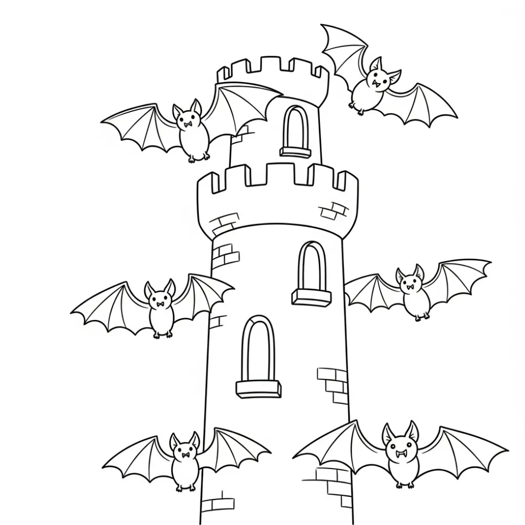 Murciélagos en Halloween 12 para colorear para imprimir para niño de 3 años