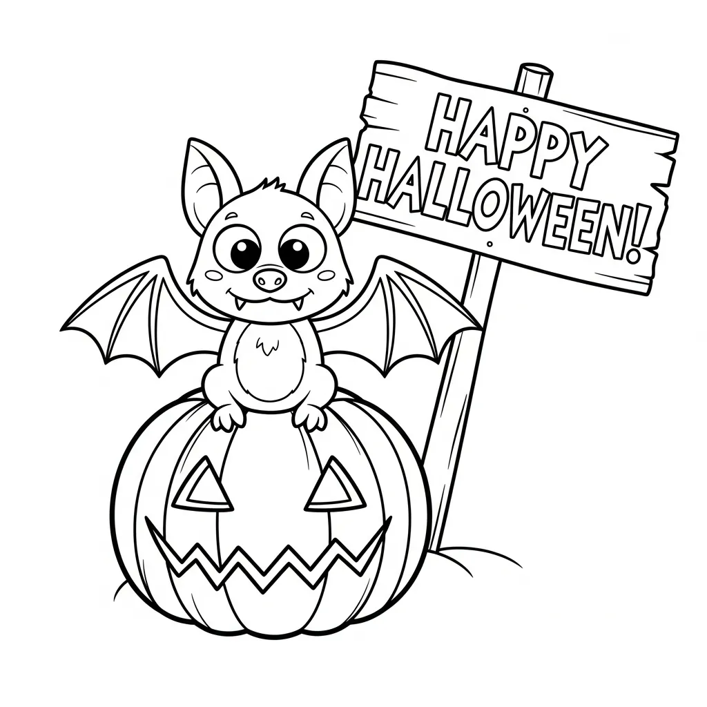 Murciélagos en Halloween 13 para colorear para niño de 10 años