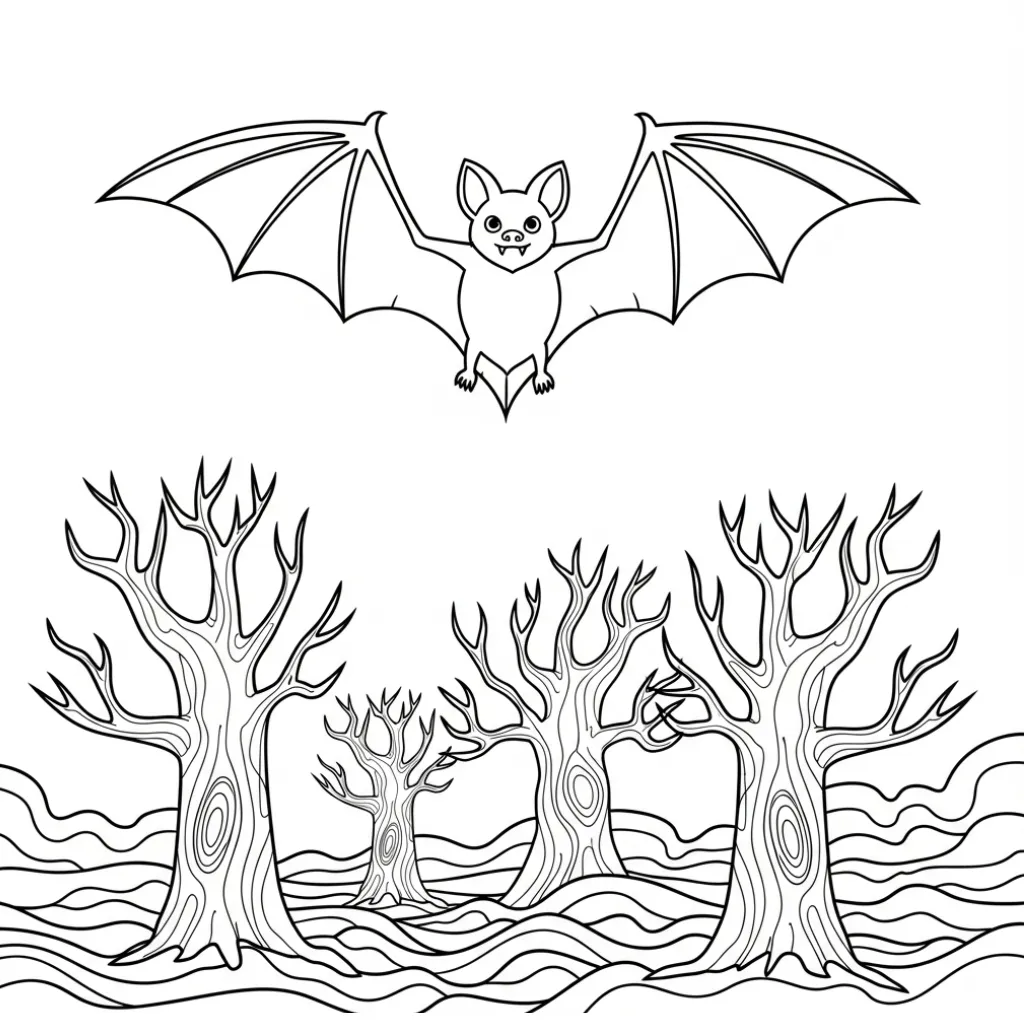 Murciélagos en Halloween 16 para colorear para niño de para imprimir