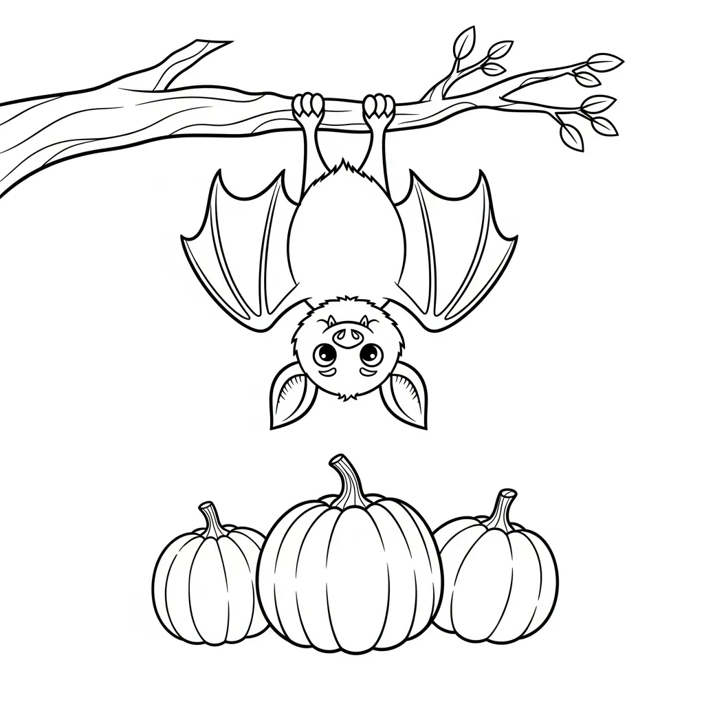 Murciélagos en Halloween 5 para colorear para imprimir para niño de 2 años