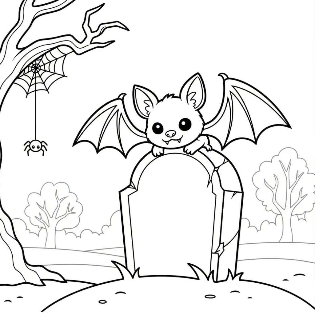 Murciélagos en Halloween 7 para colorear para imprimir pdf gratis