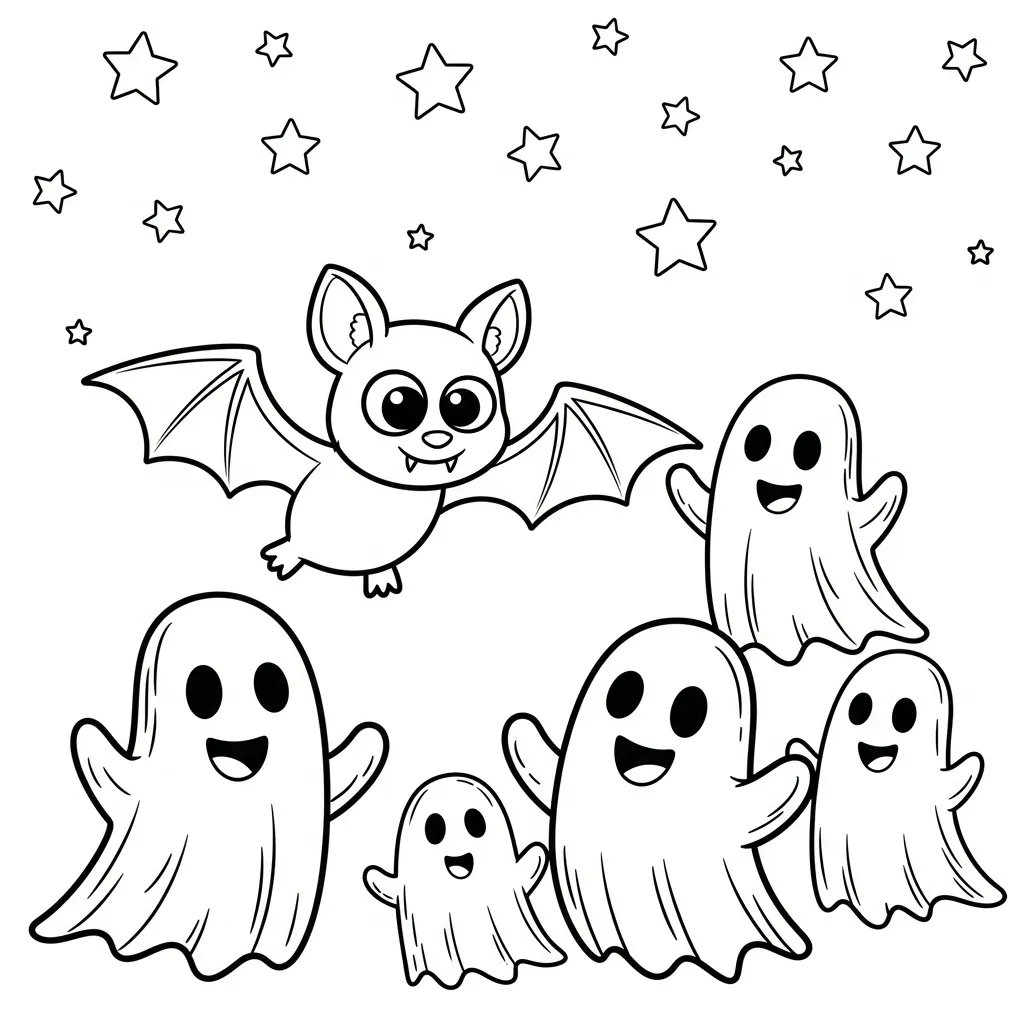 Murciélagos en Halloween 8 para colorear para niño para imprimir gratis