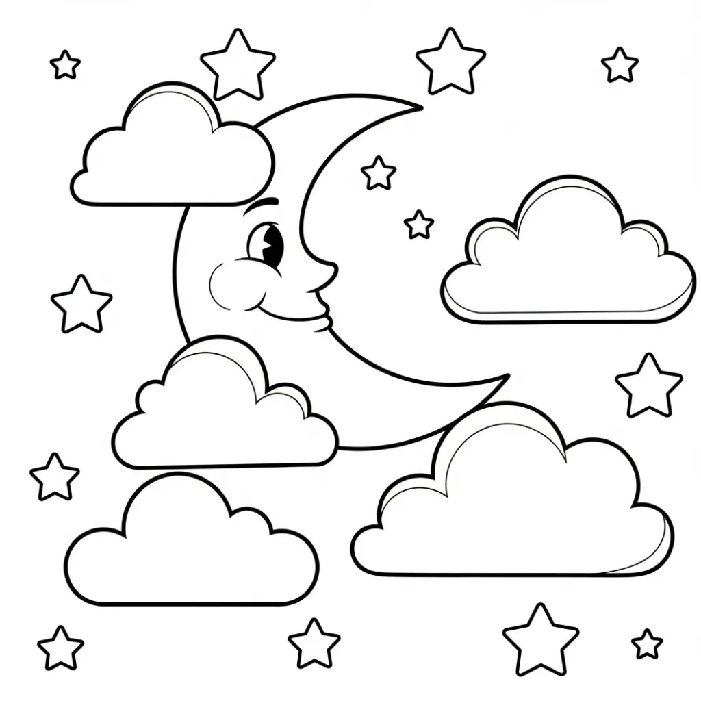 Nubes 13 para colorear para niños para descargar