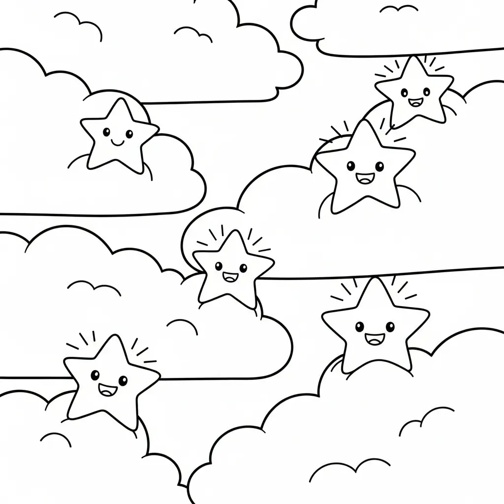 Nubes 14 para colorear para niño de 4 años