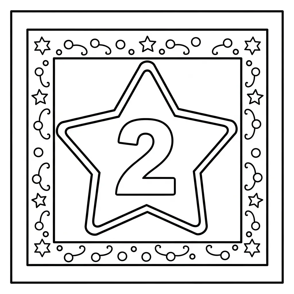 Numero 2 14 para colorear para niño de 7 años