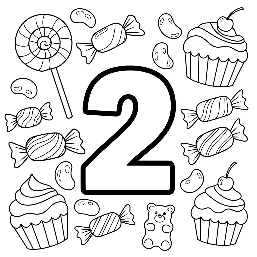 Numero 2 5 para colorear para niño