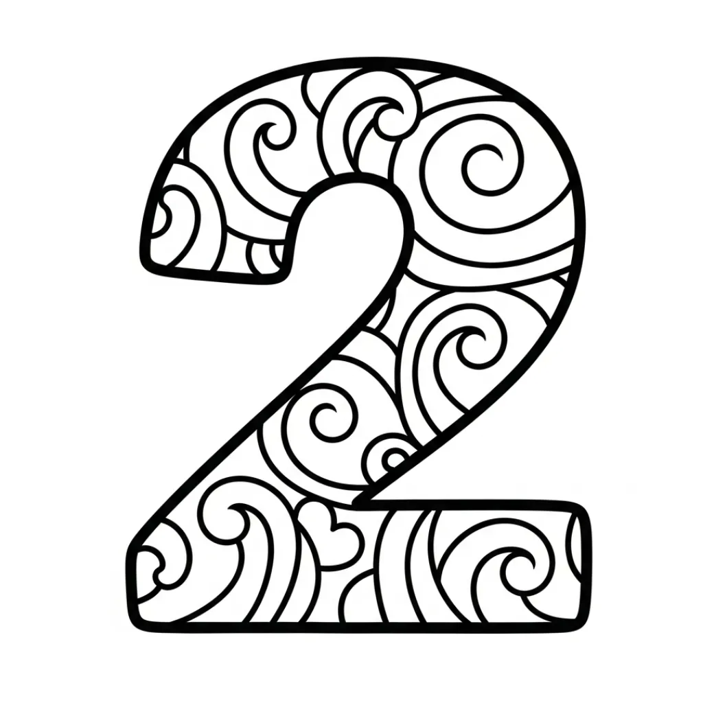 Numero 2 7 para colorear para niño gratis